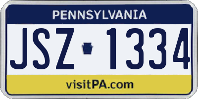 PA license plate JSZ1334
