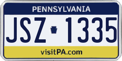 PA license plate JSZ1335