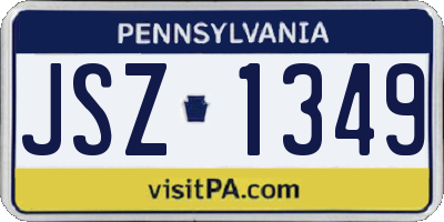 PA license plate JSZ1349