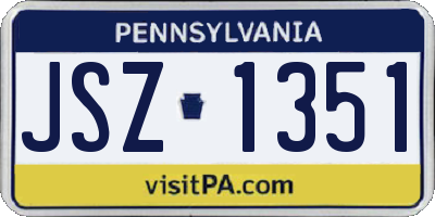 PA license plate JSZ1351