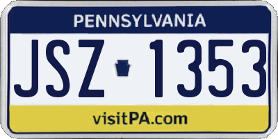 PA license plate JSZ1353