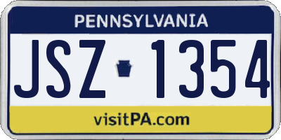 PA license plate JSZ1354