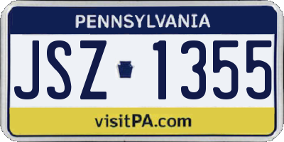 PA license plate JSZ1355