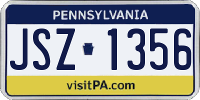 PA license plate JSZ1356