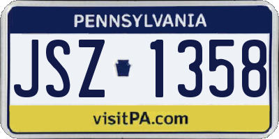 PA license plate JSZ1358
