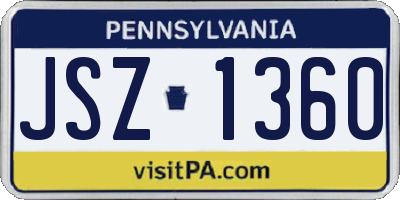 PA license plate JSZ1360