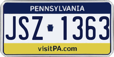 PA license plate JSZ1363