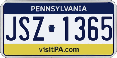 PA license plate JSZ1365
