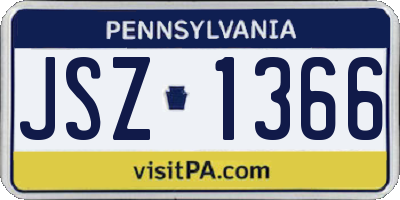 PA license plate JSZ1366