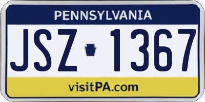 PA license plate JSZ1367