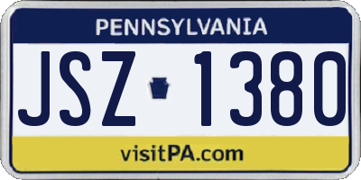 PA license plate JSZ1380