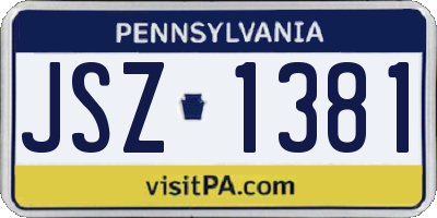 PA license plate JSZ1381