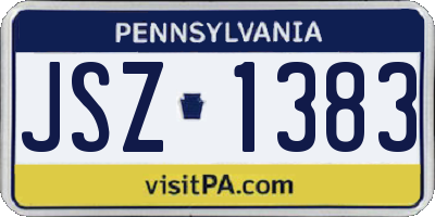 PA license plate JSZ1383
