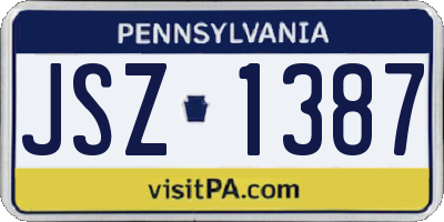 PA license plate JSZ1387