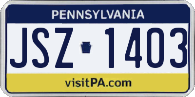 PA license plate JSZ1403