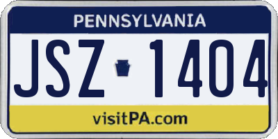 PA license plate JSZ1404