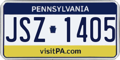 PA license plate JSZ1405