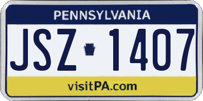 PA license plate JSZ1407
