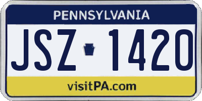 PA license plate JSZ1420