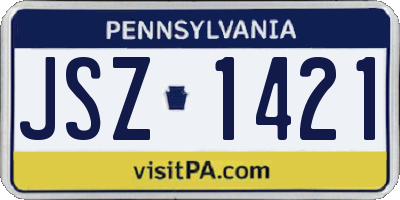 PA license plate JSZ1421
