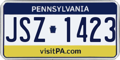 PA license plate JSZ1423