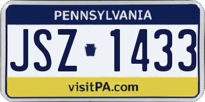 PA license plate JSZ1433