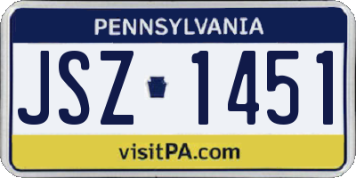 PA license plate JSZ1451