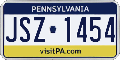 PA license plate JSZ1454