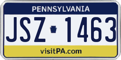 PA license plate JSZ1463
