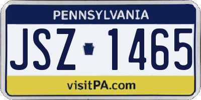 PA license plate JSZ1465