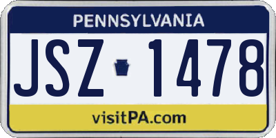 PA license plate JSZ1478