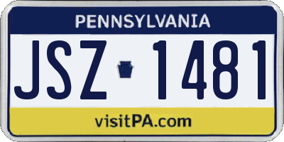 PA license plate JSZ1481