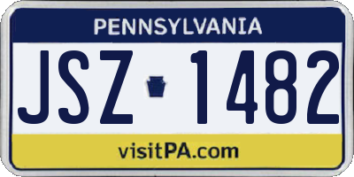 PA license plate JSZ1482