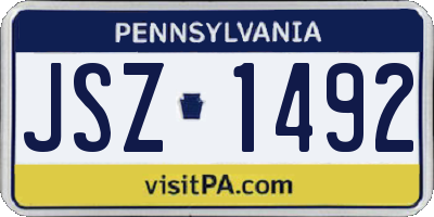 PA license plate JSZ1492