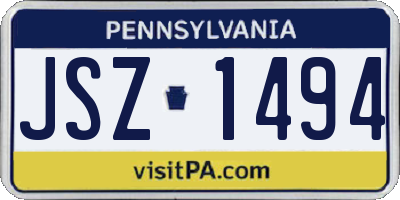 PA license plate JSZ1494