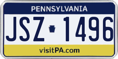 PA license plate JSZ1496