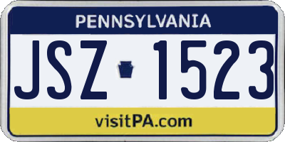 PA license plate JSZ1523