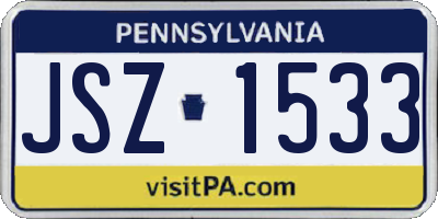 PA license plate JSZ1533