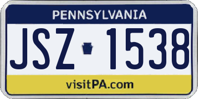 PA license plate JSZ1538