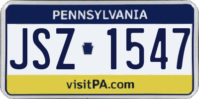 PA license plate JSZ1547