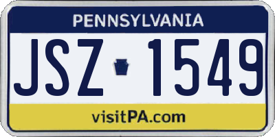 PA license plate JSZ1549
