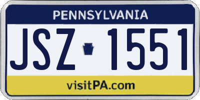 PA license plate JSZ1551