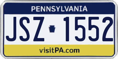PA license plate JSZ1552