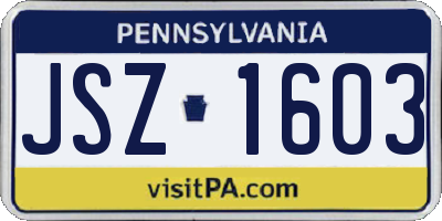 PA license plate JSZ1603