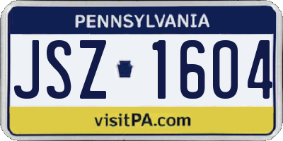 PA license plate JSZ1604