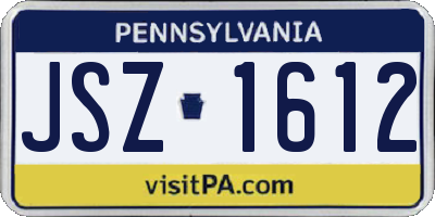 PA license plate JSZ1612