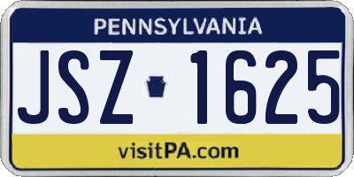 PA license plate JSZ1625