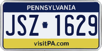 PA license plate JSZ1629