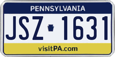 PA license plate JSZ1631