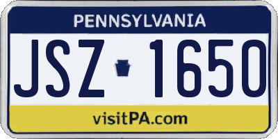 PA license plate JSZ1650
